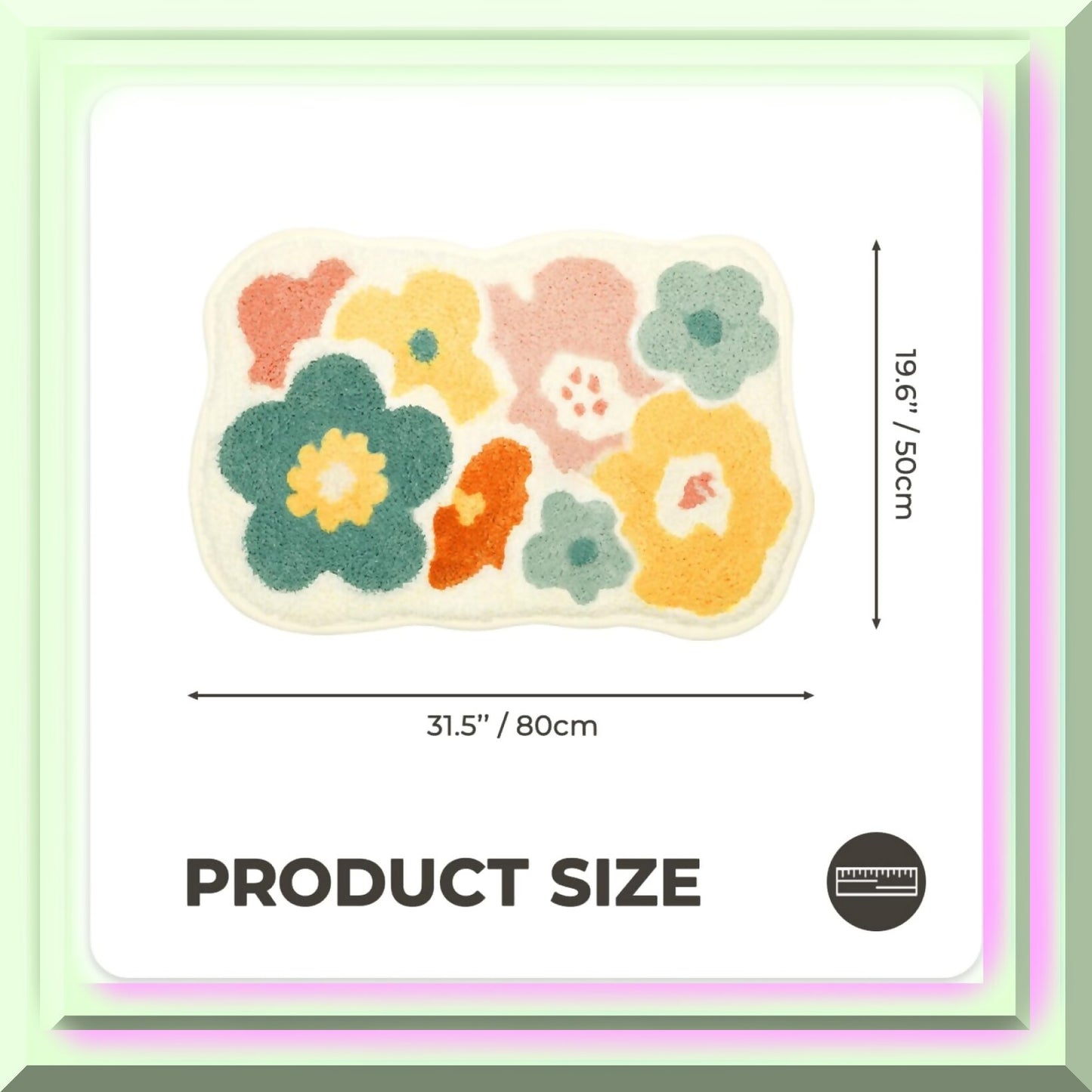 Flower Bath Rug 19.6 x 31.5 Inches Yellow