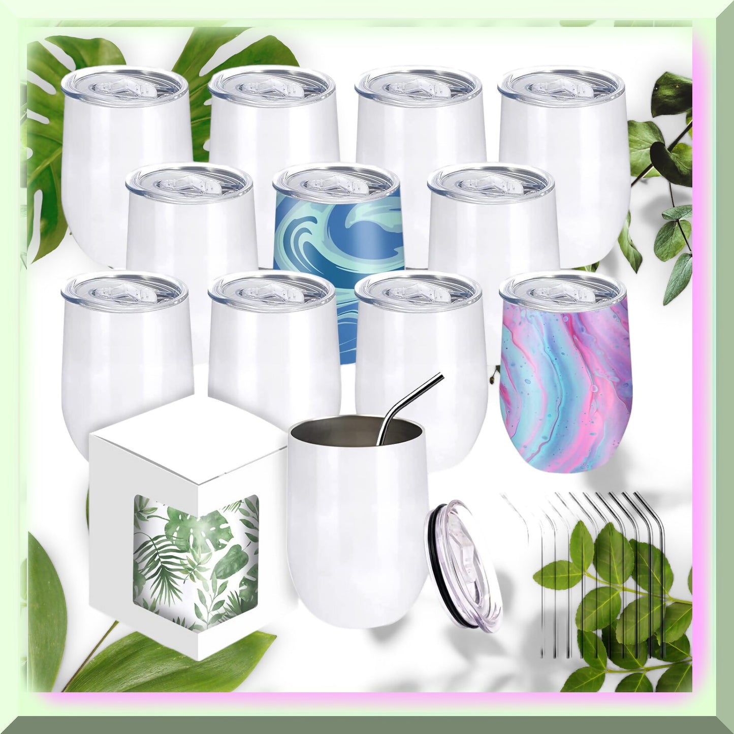 12oz White Insulated Stainless Steel Wine Tumblers Set