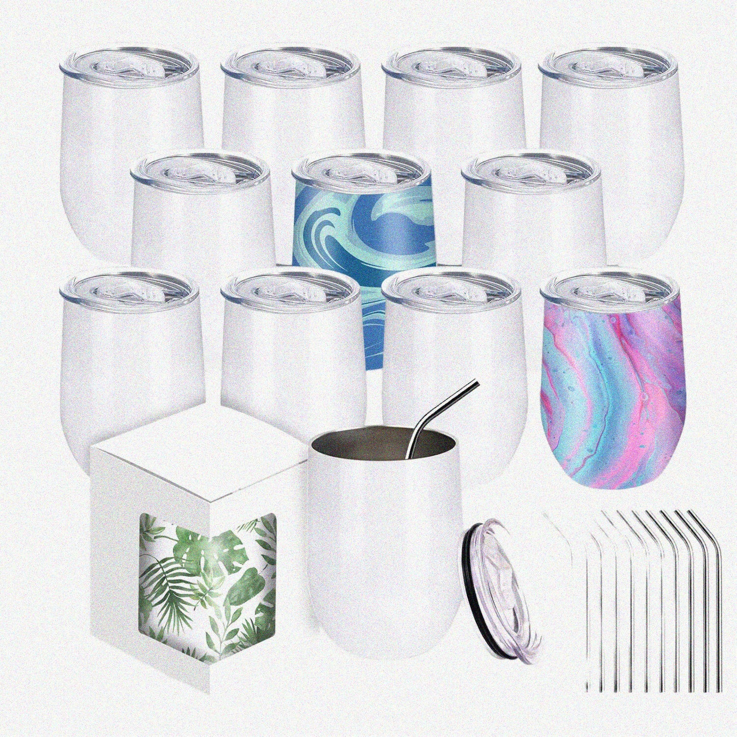 12oz White Insulated Stainless Steel Wine Tumblers Set