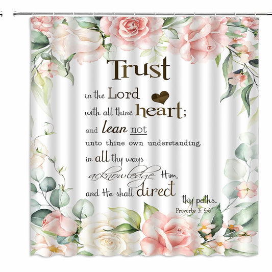Inspirational Quote Shower Curtain 70x70 Pink Floral