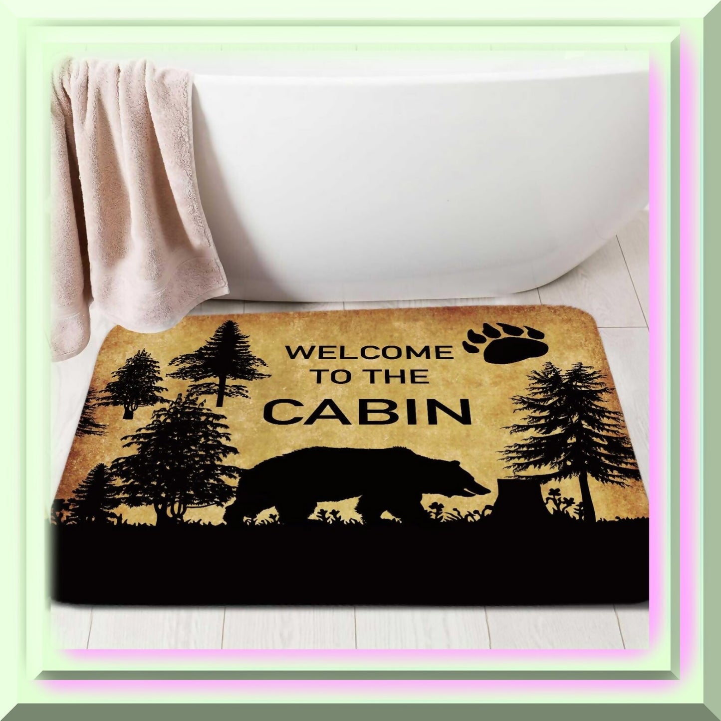 Rustic Cabin Bath Rug 17x29 Inch