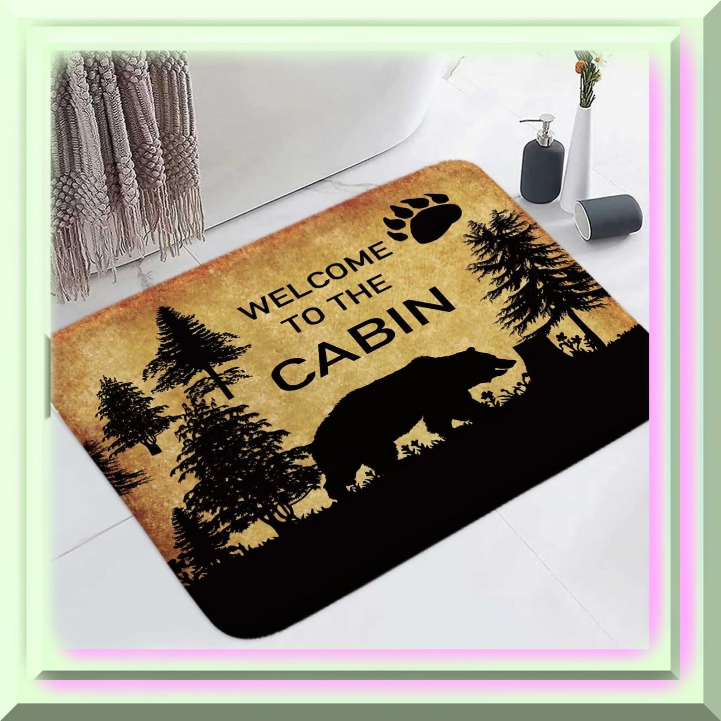 Rustic Cabin Bath Rug 17x29 Inch