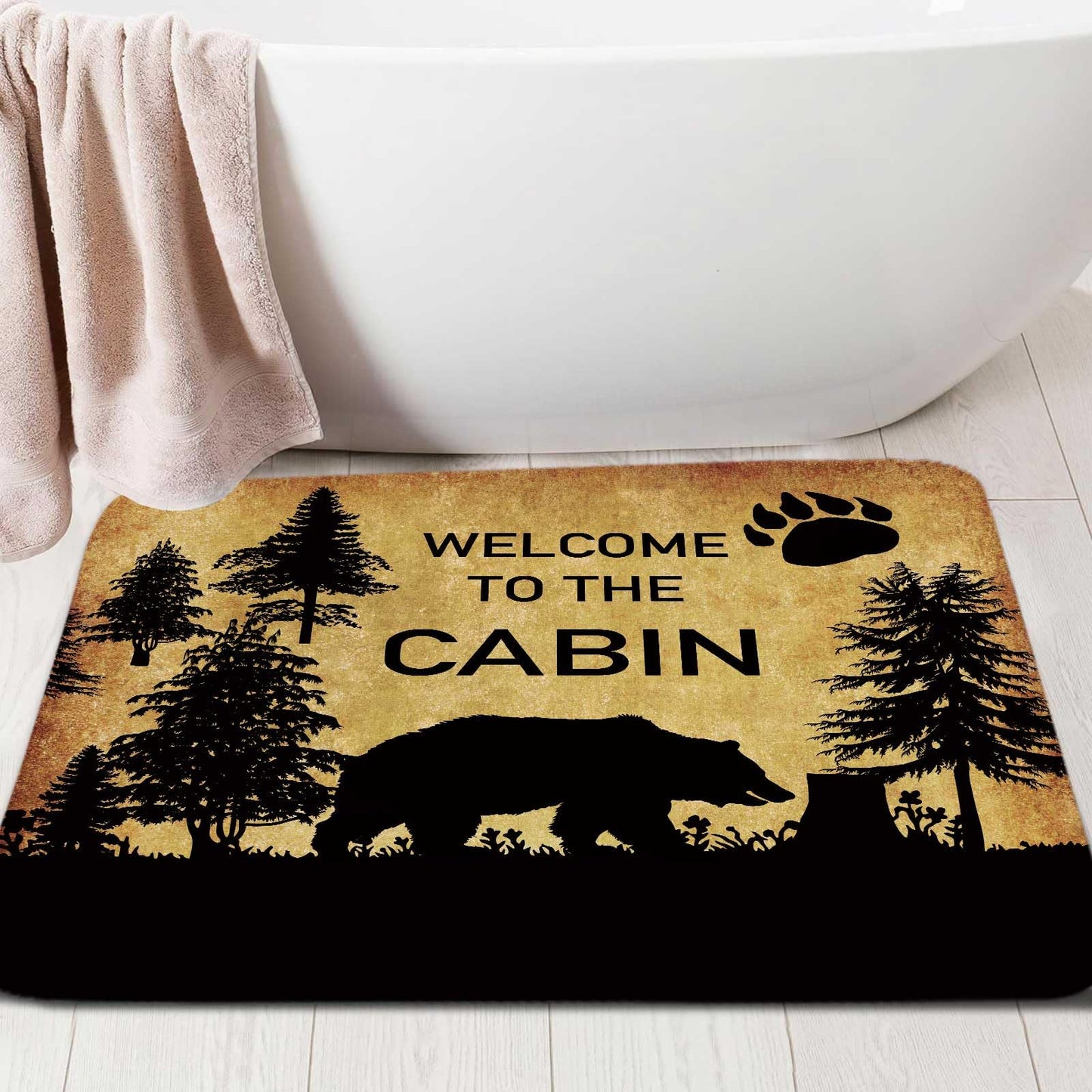 Rustic Cabin Bath Rug 17x29 Inch