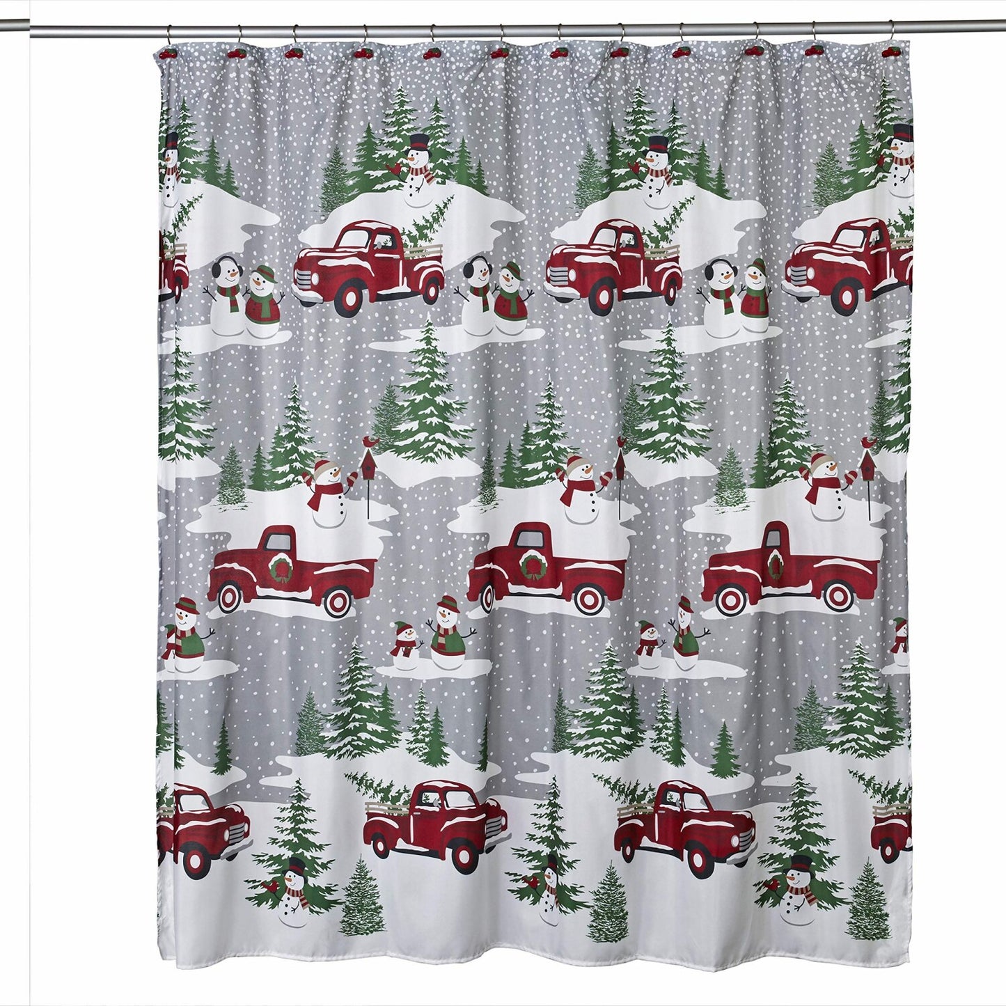 Snowy Truck Shower Curtain and Hook Gift Set