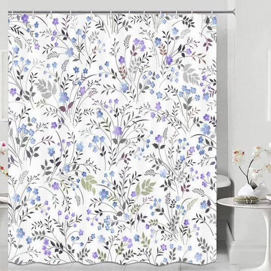 Spring Floral Waterproof Polyester Shower Curtain