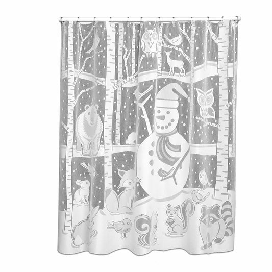Snowman Shower Curtain 72" x 72" White