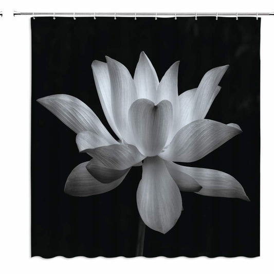 Spa Lotus Black White Floral Shower Curtain 70x70