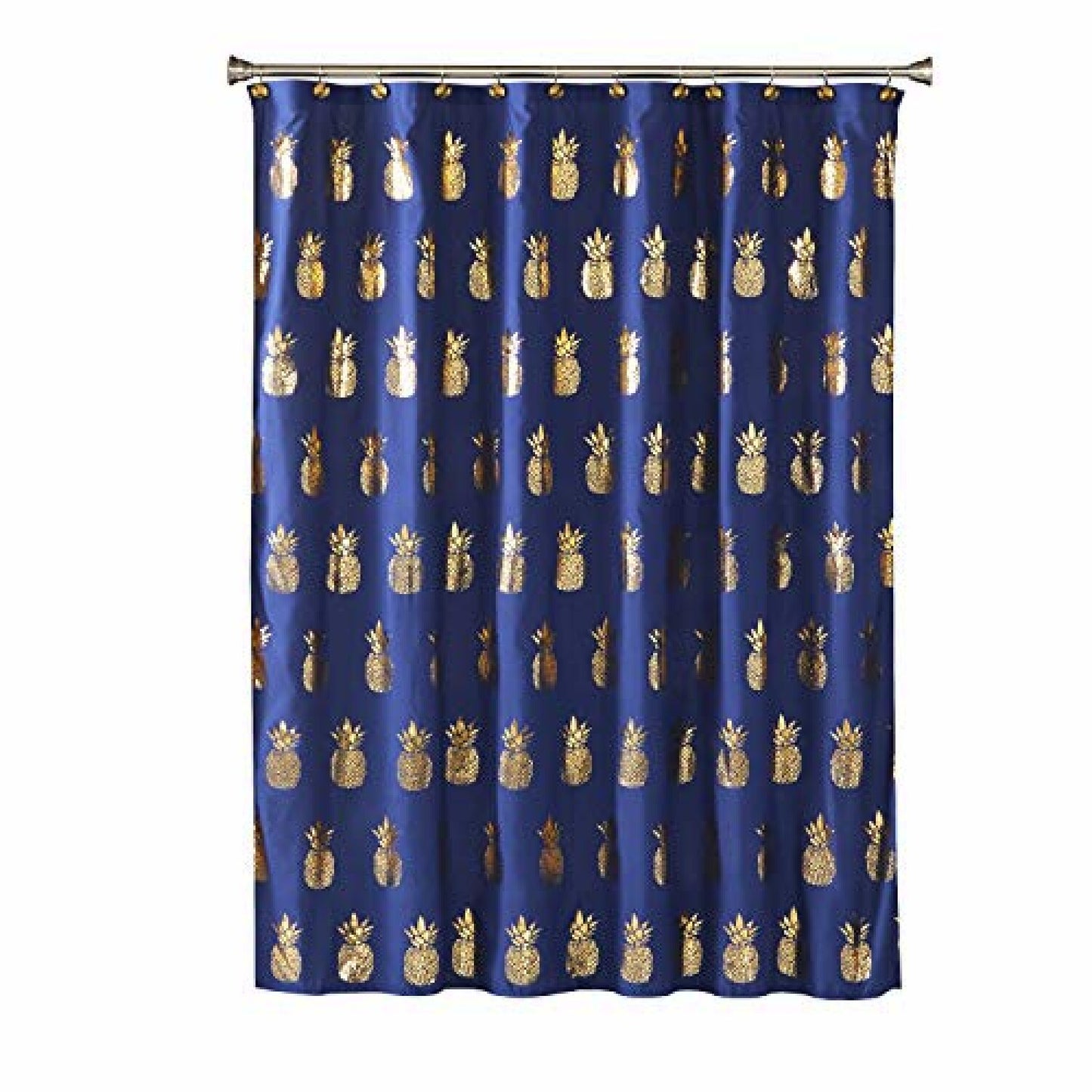 Navy/Gold Pineapple Fabric Shower Curtain 70x72