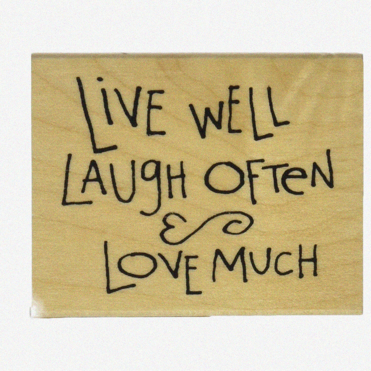 Motivational Wood Stamp "Live Laugh Love" 3x1.5 inches