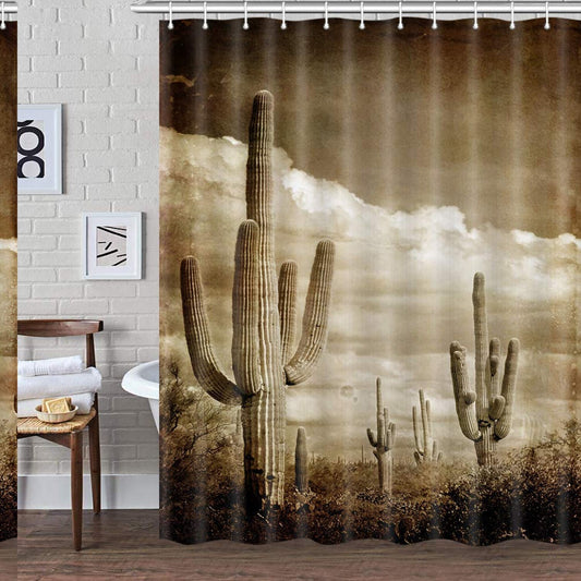 Western Cactus Decor Shower Curtain 72x72 Inches