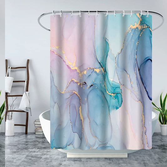 Abstract Marble Shower Curtain Blue Pink Teal Purple 70x70