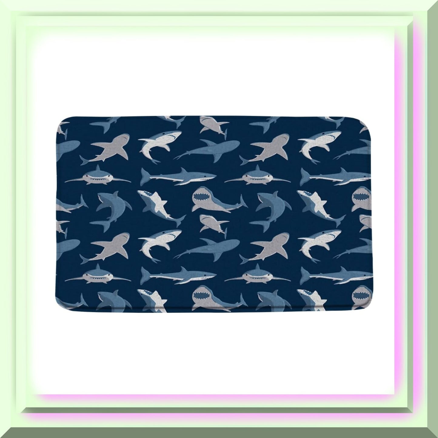 Navy Blue Shark Bath Mat 17.8x29.5 Inch