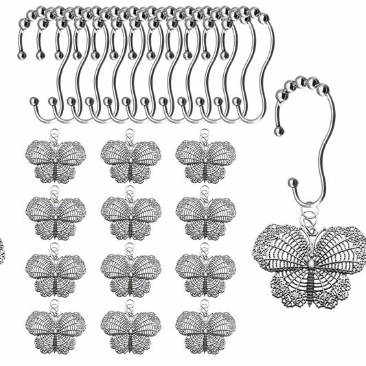 Stainless Steel Shower Curtain Hooks Rings Silver