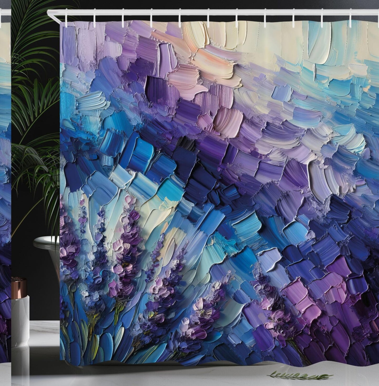 Flower Shower Curtain 69x70 Blue Purple