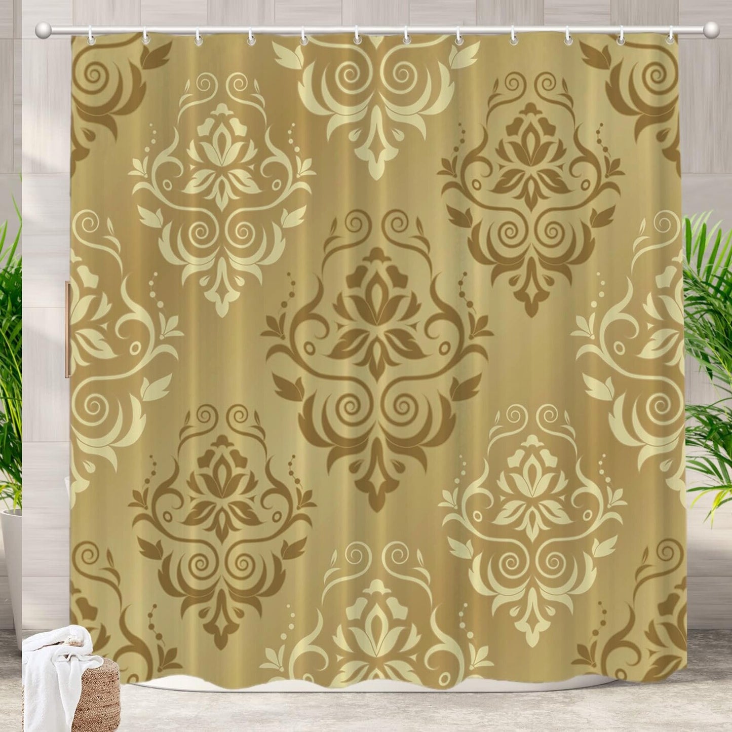 Yellow Vintage Beige Shower Curtain 72x72 inches