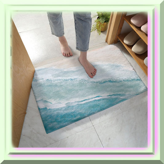 Blue Sea Beach Doormat 16x24In Non-Slip Indoor Rug