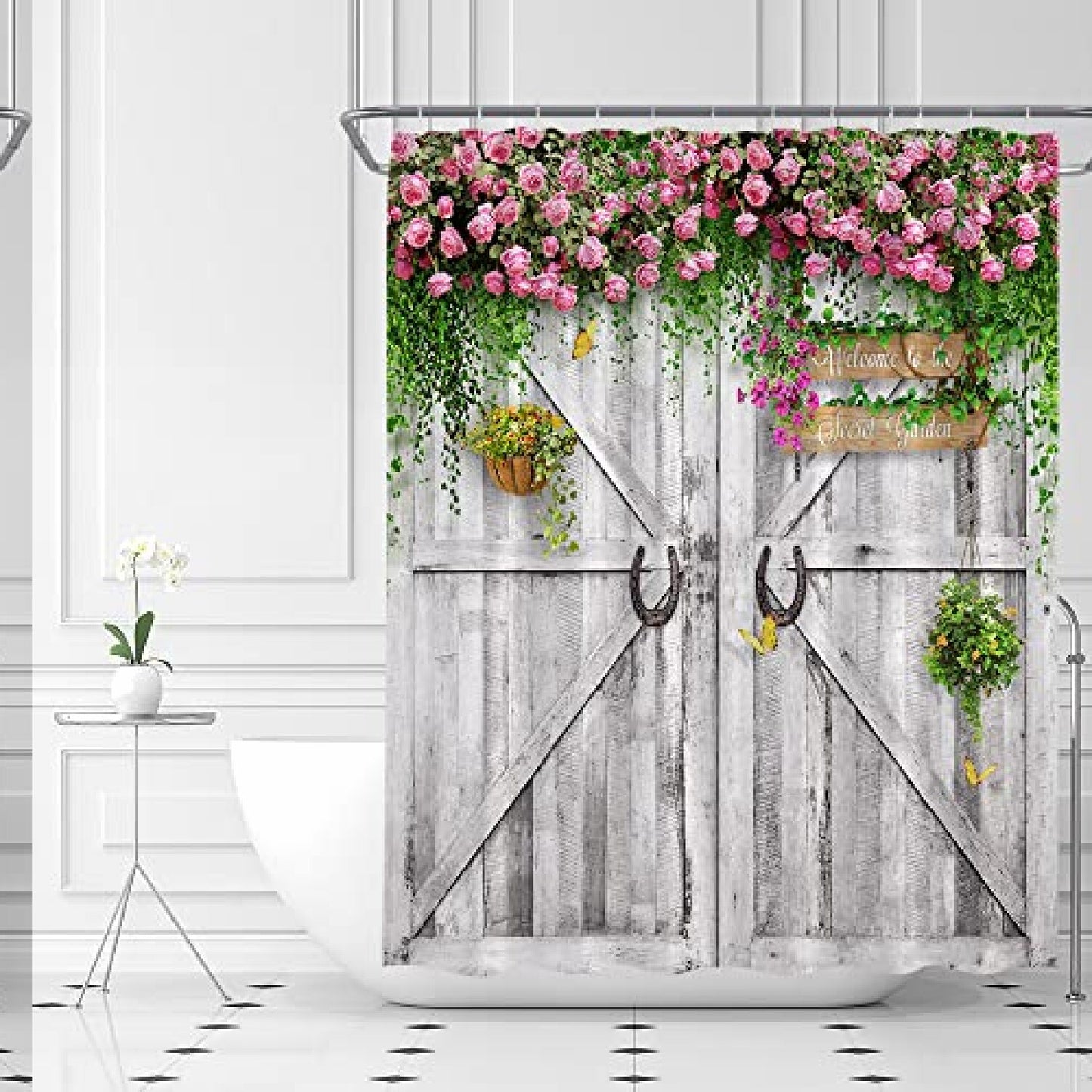 Rustic Wooden Barn Door Shower Curtain 70x70