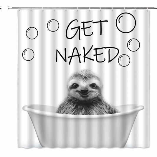 Sloth Shower Curtain Black and White 71x71 inches