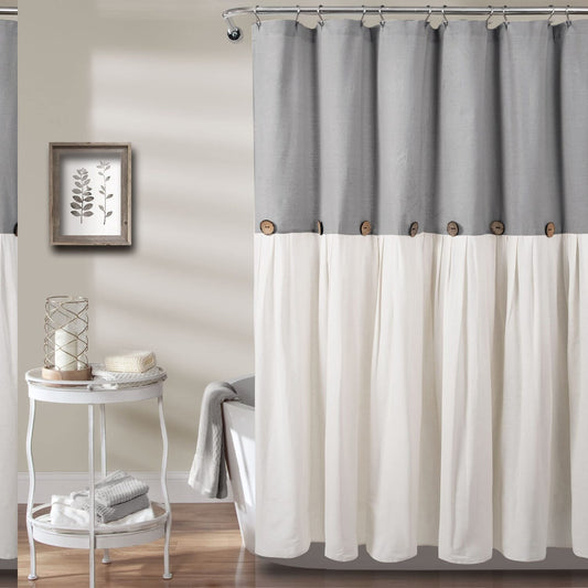 Linen Farmhouse Shower Curtain Gray 72x78