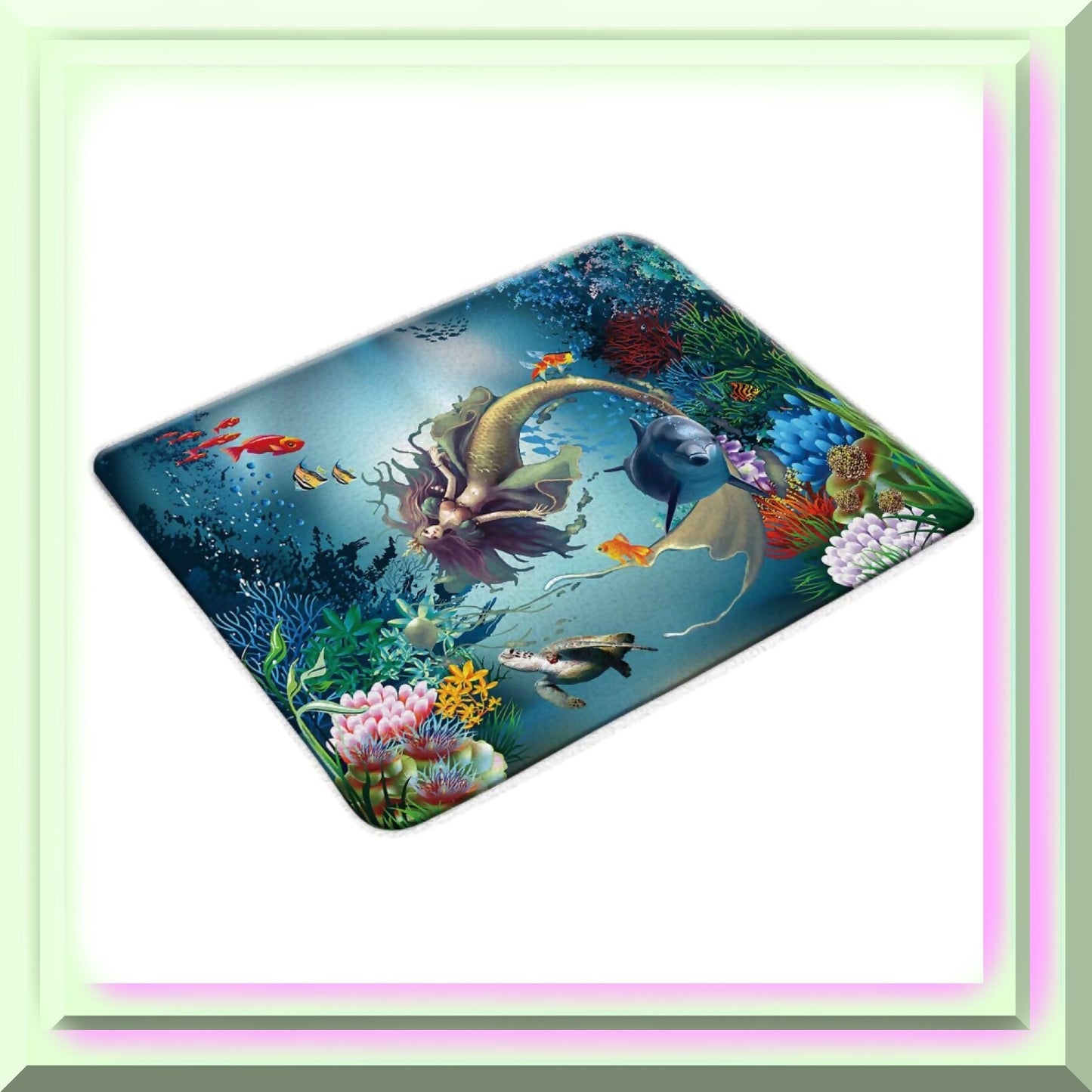 Mermaid Blue Sea Sea Turtle Bath Mat 32x20