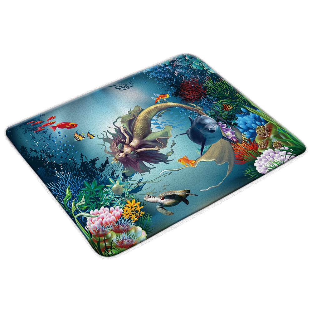 Mermaid Blue Sea Sea Turtle Bath Mat 32x20