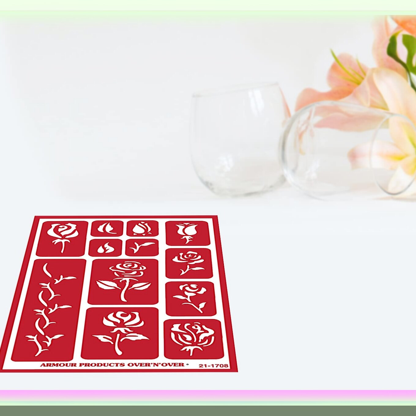 Romantic Rose Hearts Wedding Design Stencil Set