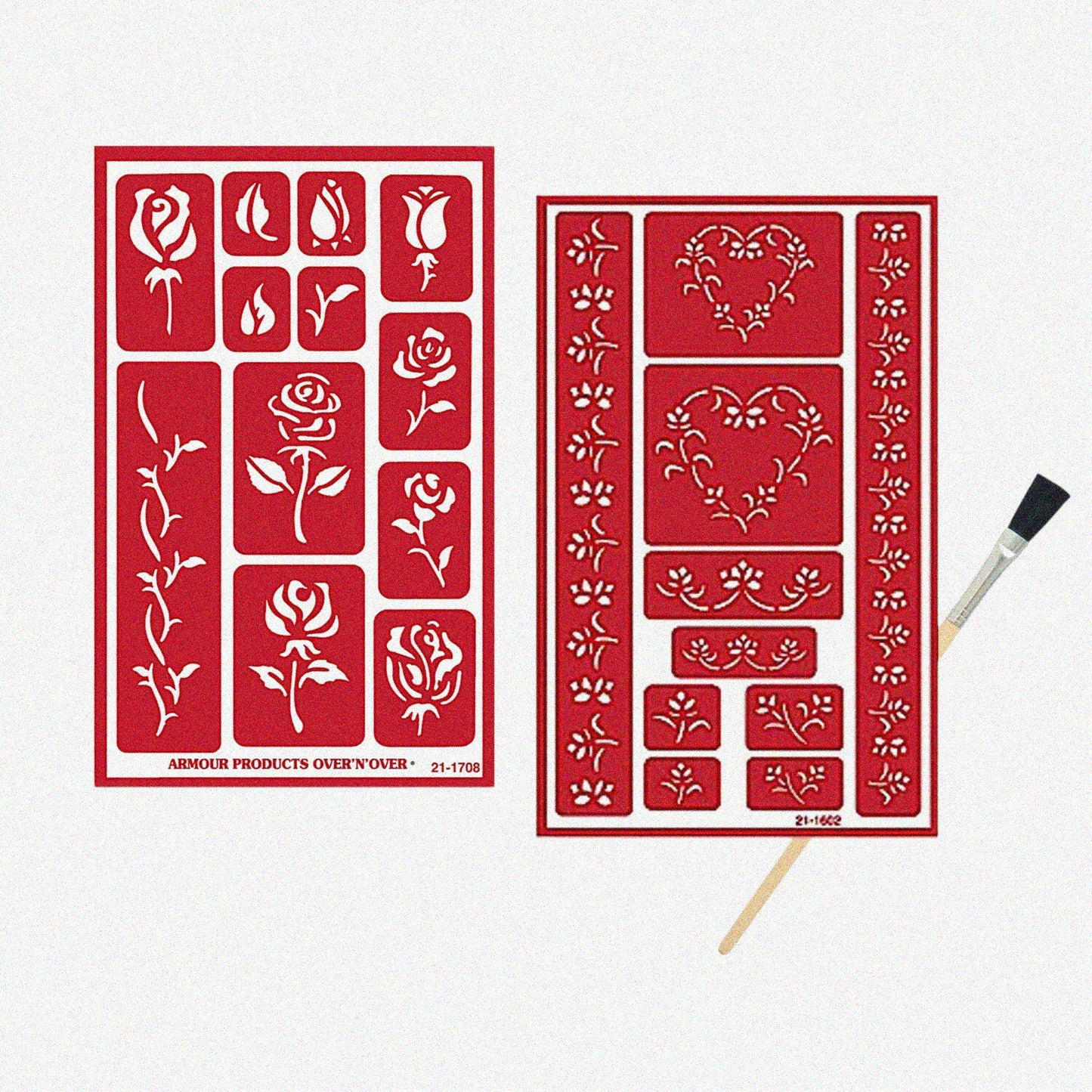 Romantic Rose Hearts Wedding Design Stencil Set
