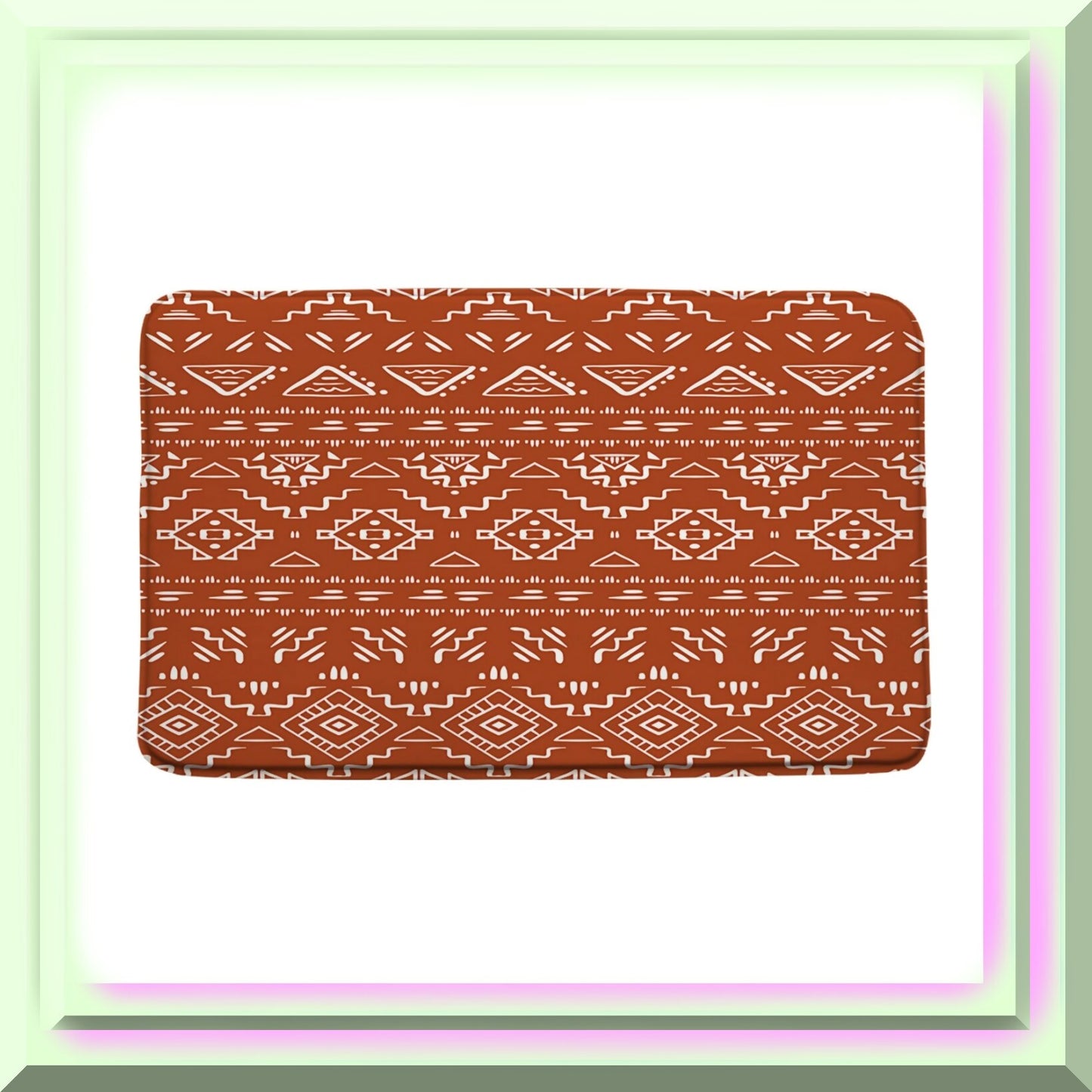 Boho Geometric Orange Bath Mat 18x30
