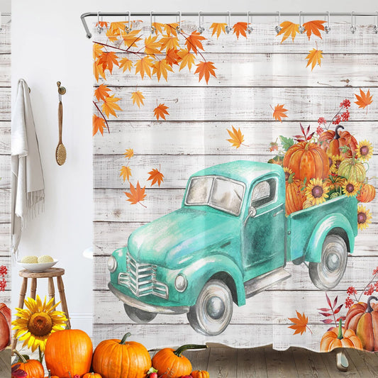 Fall Maple Leaves Shower Curtain 72x72 Polyester with Hooks