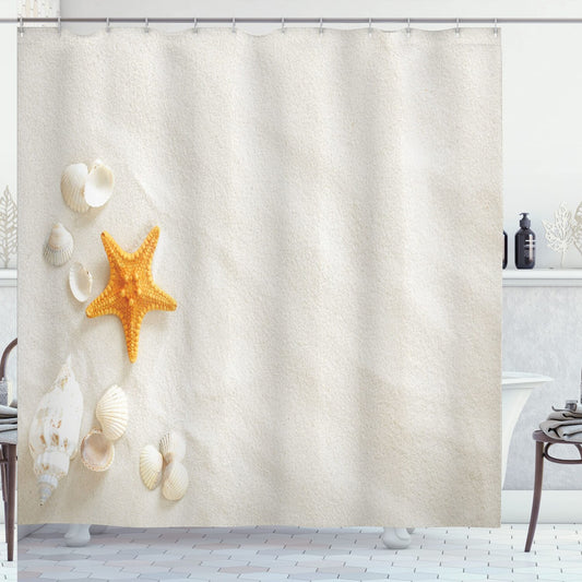 Seashells Beach Marine Shower Curtain 69x75 inches