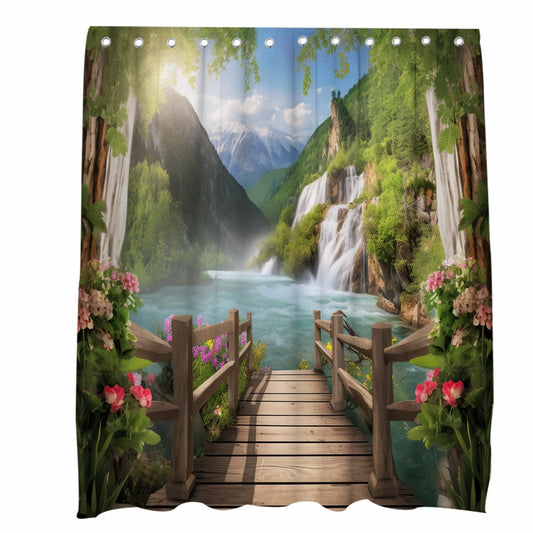 Waterfall Floral Bathroom Shower Curtain 72x72