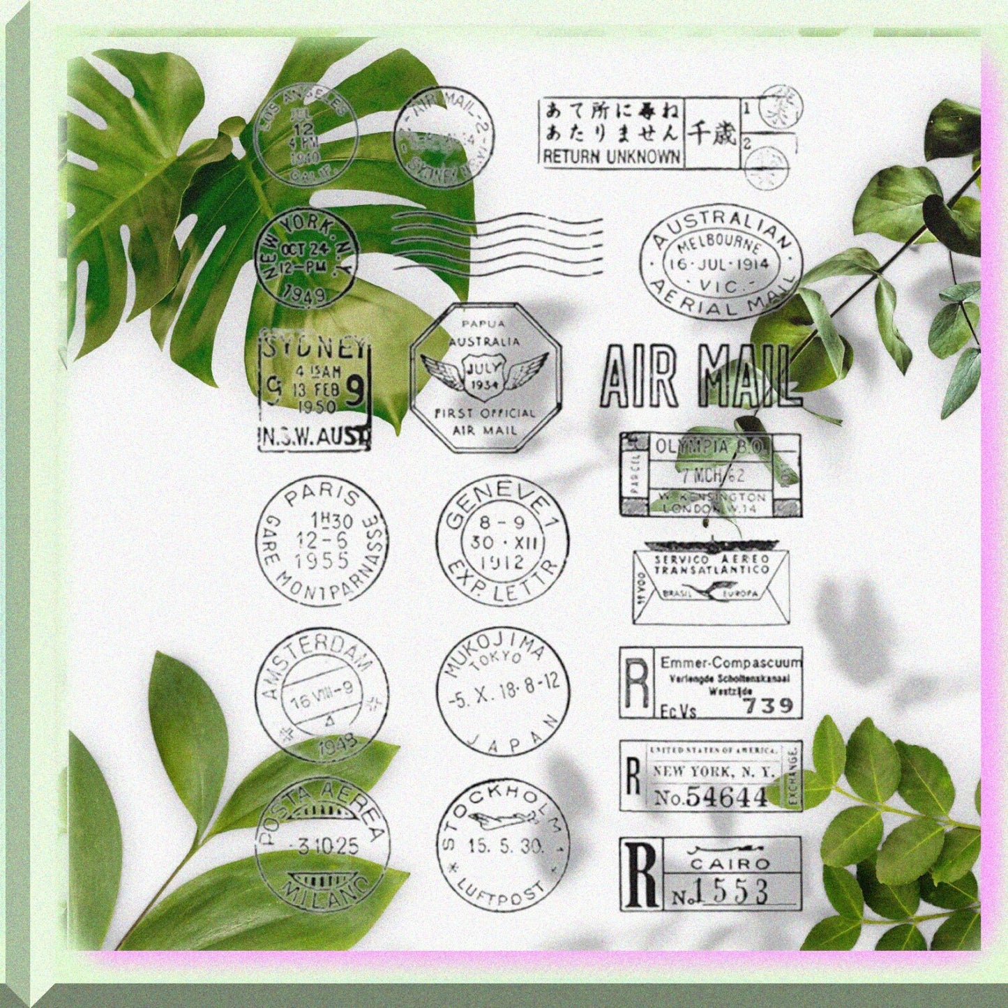 City Commemorative Air Mail Stamp Set for Card Making
