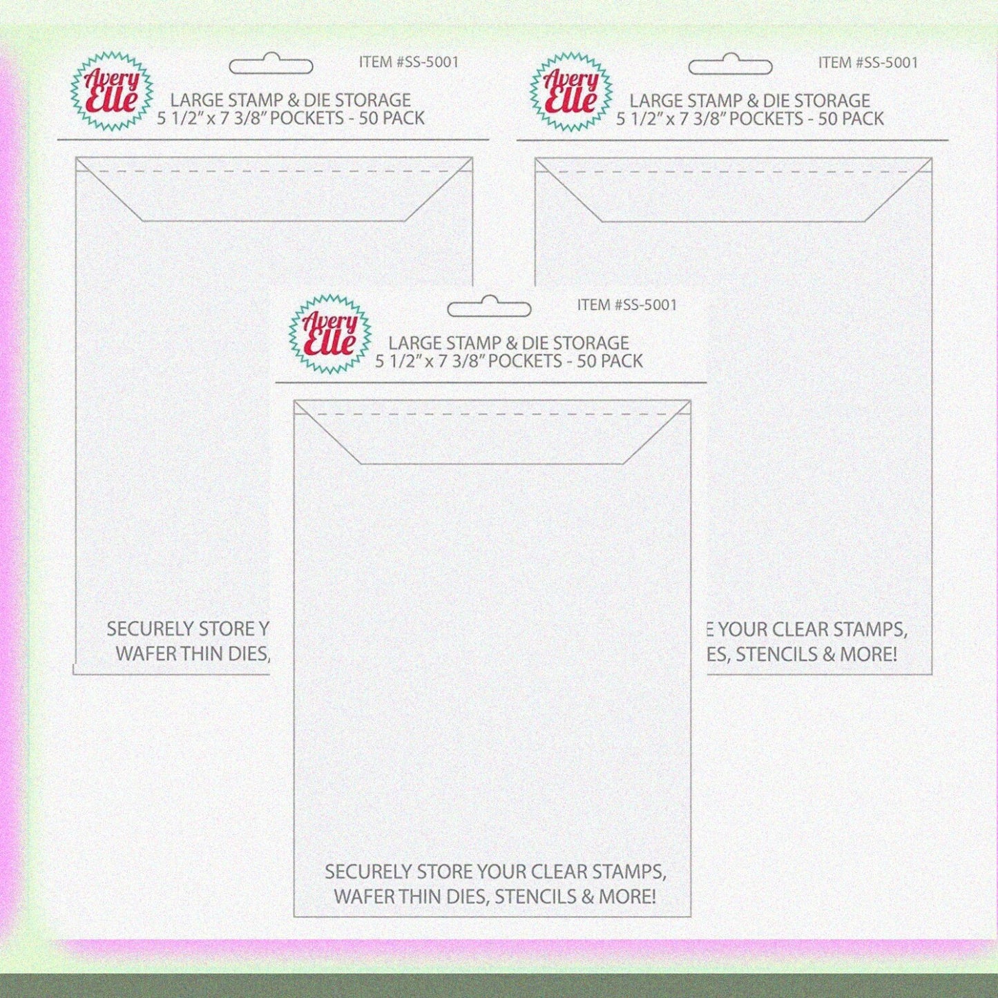 Large Storage Pockets for Stamps and Dies Pack of 3