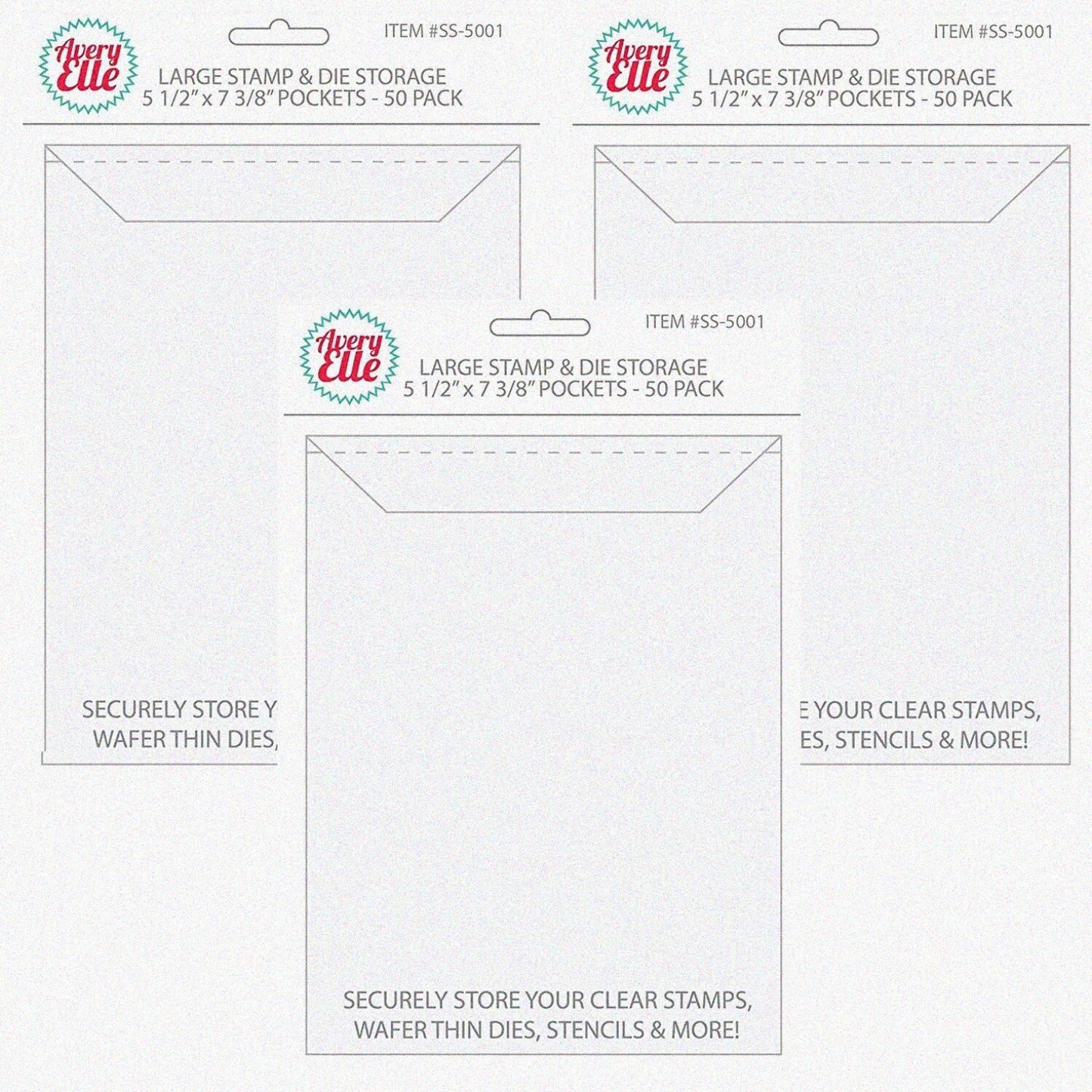 Large Storage Pockets for Stamps and Dies Pack of 3