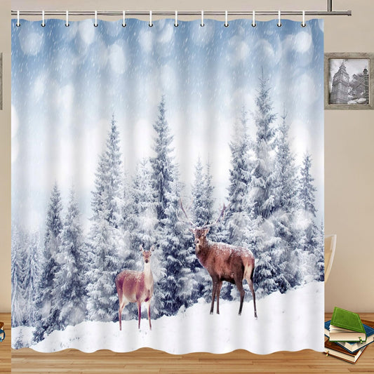 Deer Wildlife Shower Curtain 70x70 Inch Polyester
