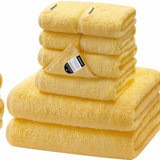 Yellow Cotton Bath Towel Set 8 Pieces