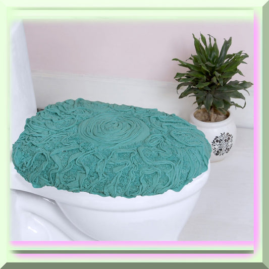 18x18 Cotton Tufted Bath Rug Turquoise