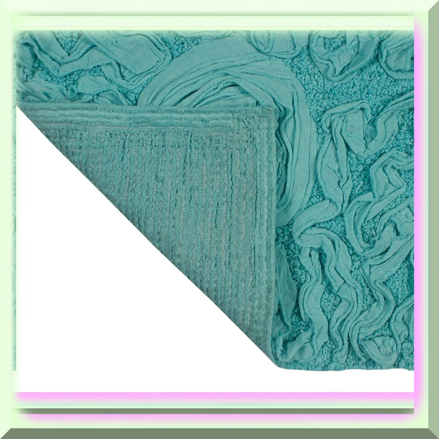 18x18 Cotton Tufted Bath Rug Turquoise