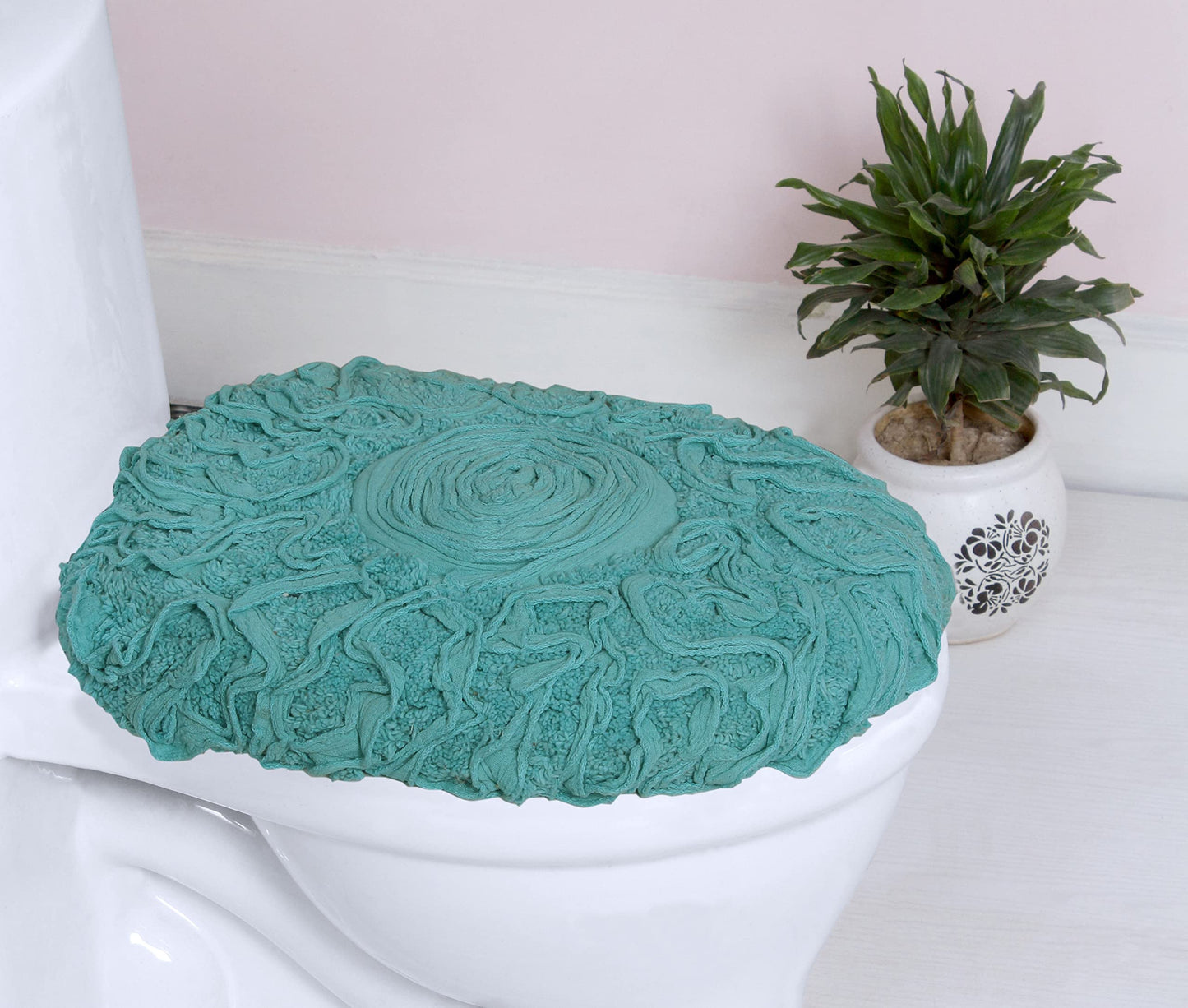 18x18 Cotton Tufted Bath Rug Turquoise