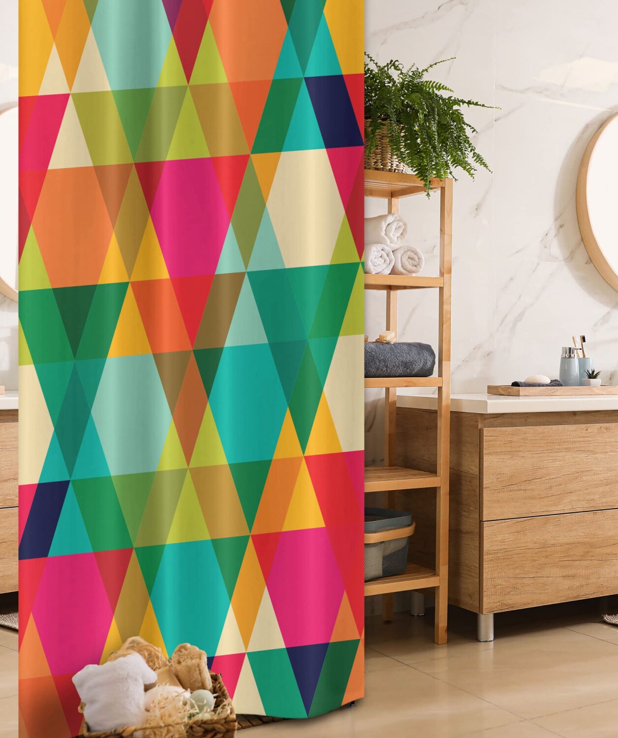 Geometric Shower Curtain 36x72 Multicolor