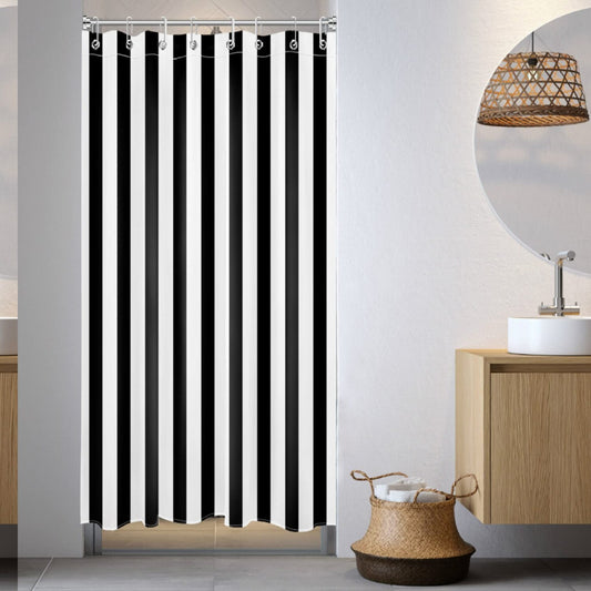 Small Black and White Striped Shower Curtain 48x68 inch