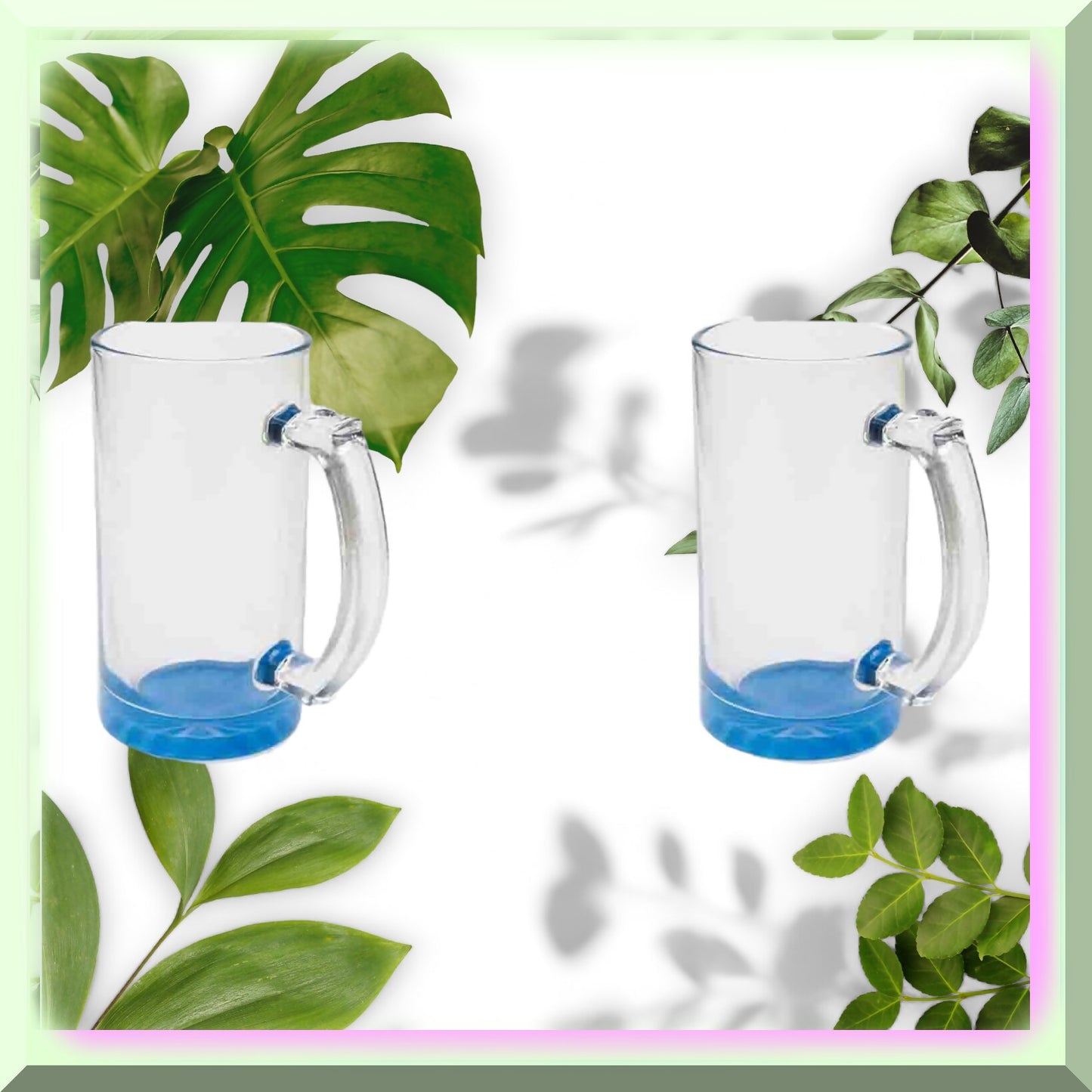 Blue Brewmaster 16oz. Clear Glass Mug Set