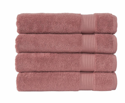 Luxury Bath 4-Piece Cotton Towel Set 30x54 Inches Coral
