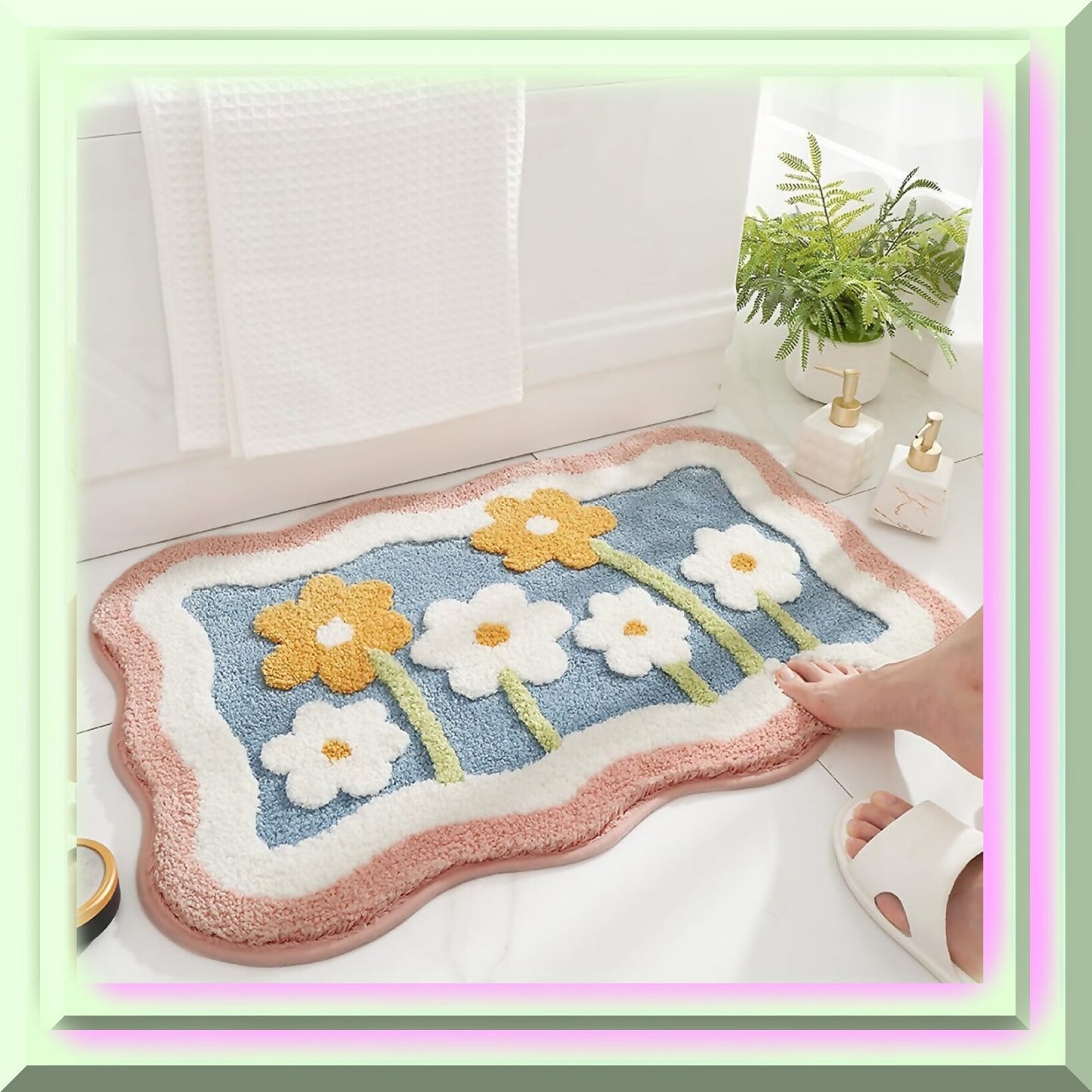 Blue Microfiber Bathroom Rug 19.6 x 31.5 Inches