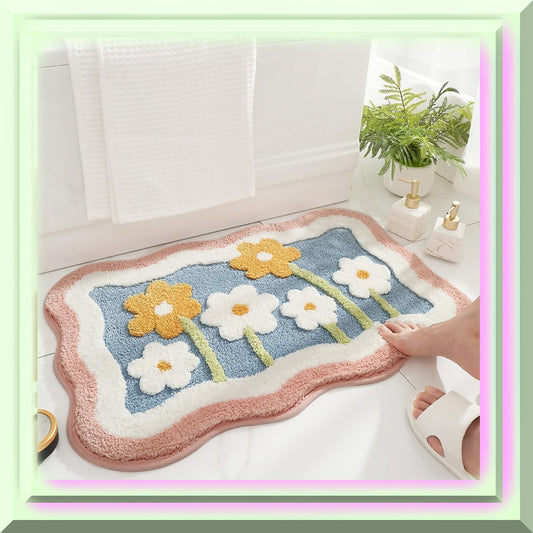 Blue Microfiber Bathroom Rug 19.6 x 31.5 Inches
