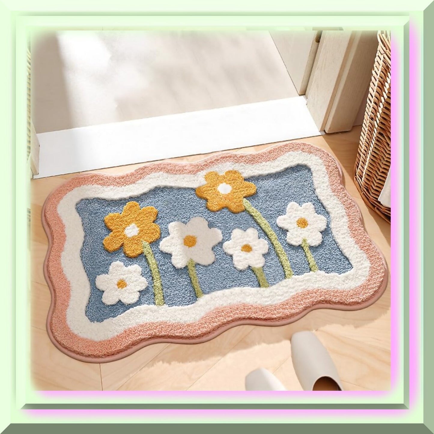 Blue Microfiber Bathroom Rug 19.6 x 31.5 Inches