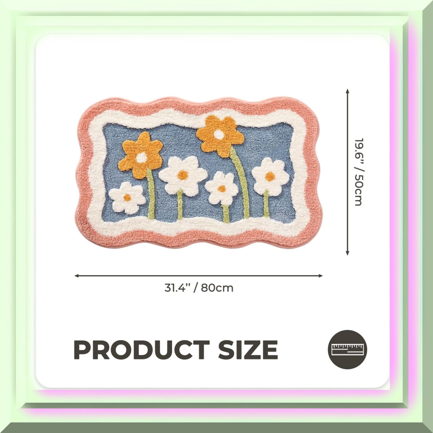 Blue Microfiber Bathroom Rug 19.6 x 31.5 Inches