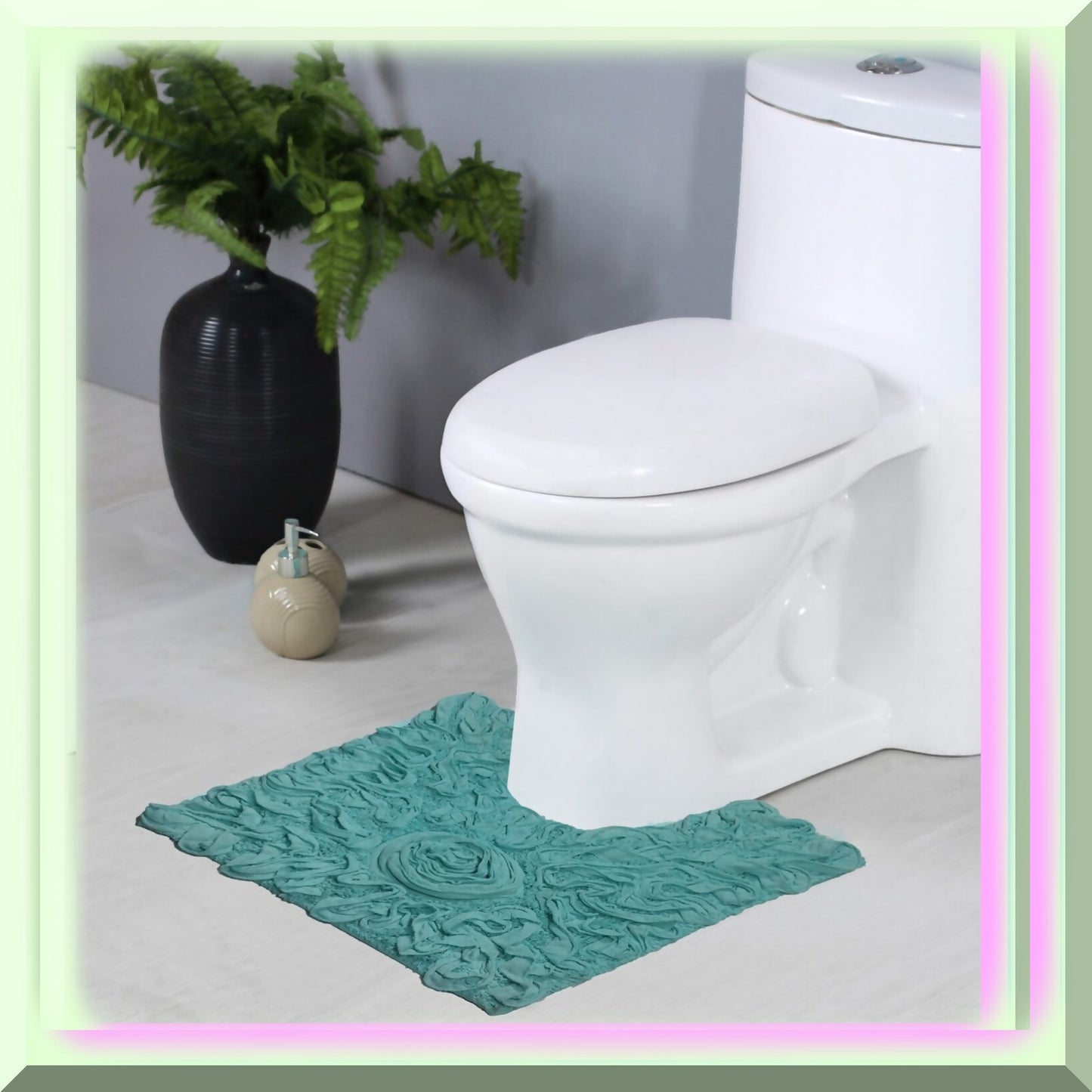 20"x20" Cotton Tufted Bath Rug Turquoise
