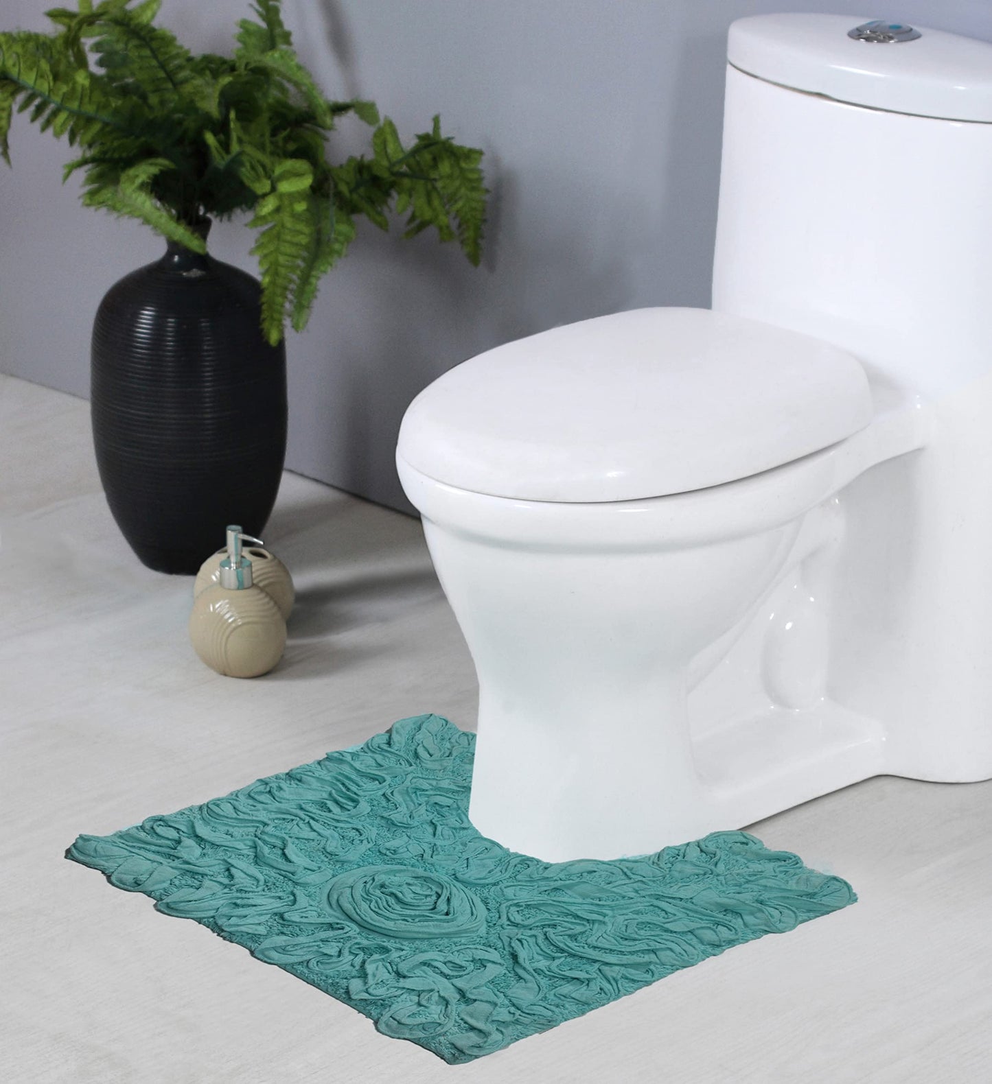 20"x20" Cotton Tufted Bath Rug Turquoise