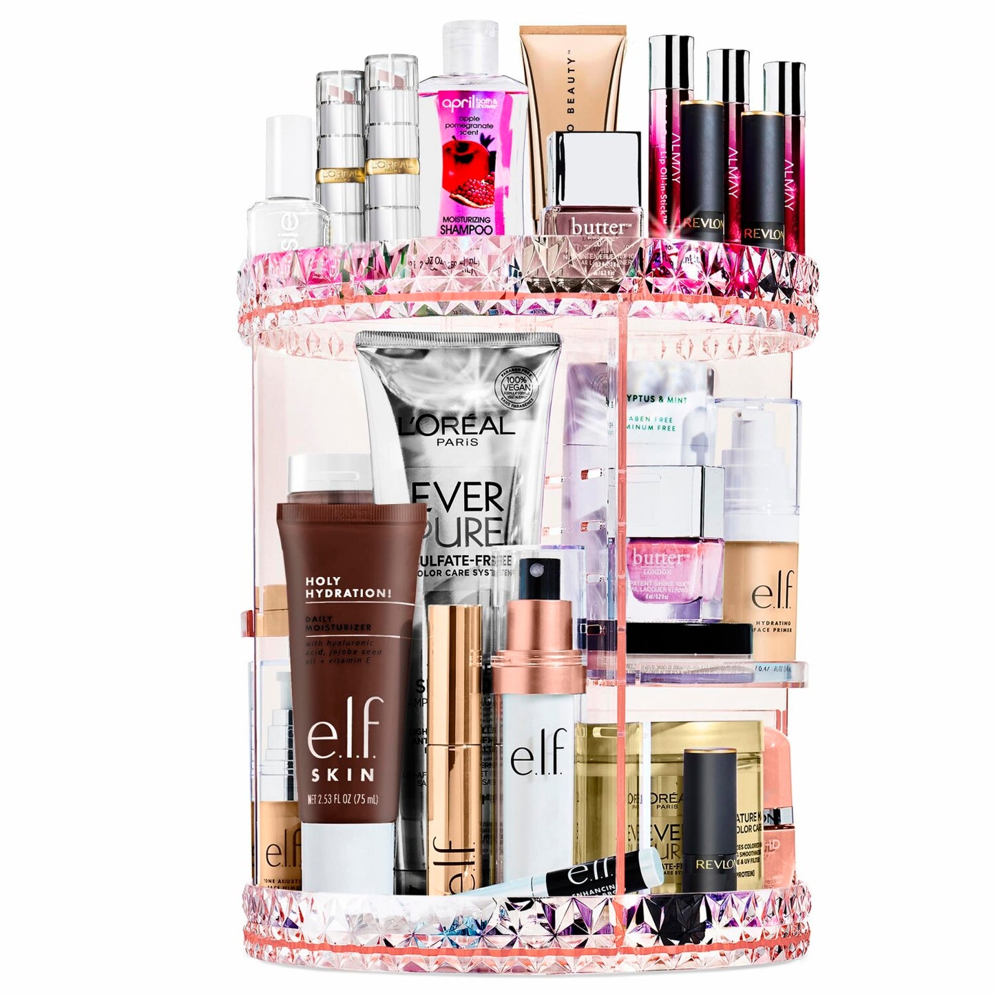 360 Rotating Makeup Organizer in Pink